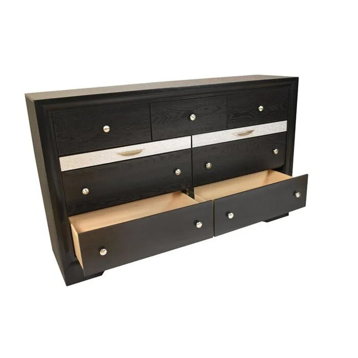Traditional Matrix King 6 PC Storage Bedroom Set in Black made with Wood Bedroom Furniture Set