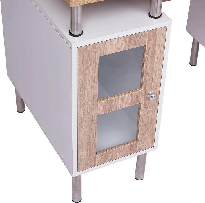 Elsy 3-Drawer Contemporary Two-Tone Small Desk with Storage, Computer Table Desk with Drawers for Home, Office Desk with