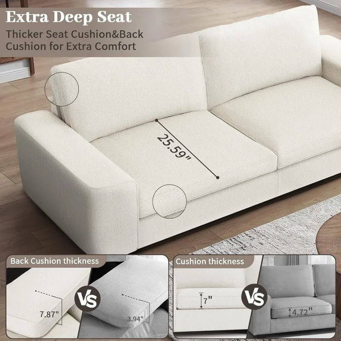 Modern Sofas for Living Room Plush Chenille Loveseat Sofas & Couches with Square Wide Armrest and Removable Sofa Cushion