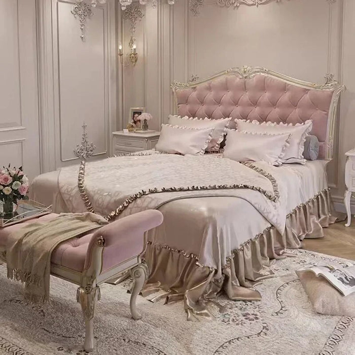 Queen Size Bed Bases European Luxury Glamorous Castle Modern Twin Bed Frame Storage Design Sleeping cama De Casal Furniture