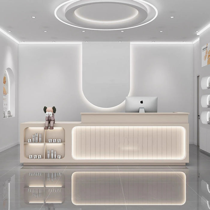 Supermarket Hotel Reception Desk Mobile Retail Premium Display Shopping Reception Desk Designs Meuble Caisse Furnitures HDH