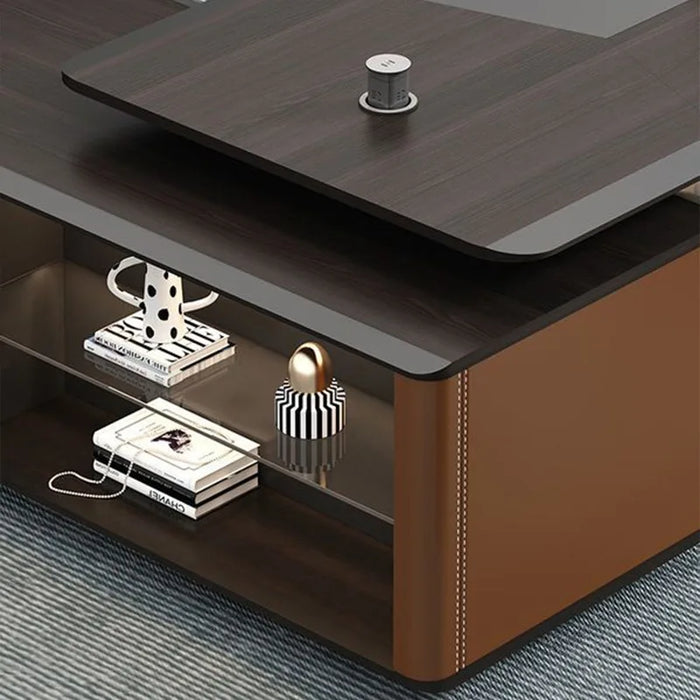 Modern Monitor Office Desk Wooden Reception Writing Storage Executive Drawers Desk Table L Shaped Bureau Meuble Office Supplies