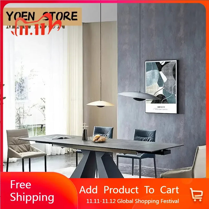 Multifunctional Large Home Family Concise Kitchen Furniture Italian Marble Top Folding Table For Villa Dining Room Visitor