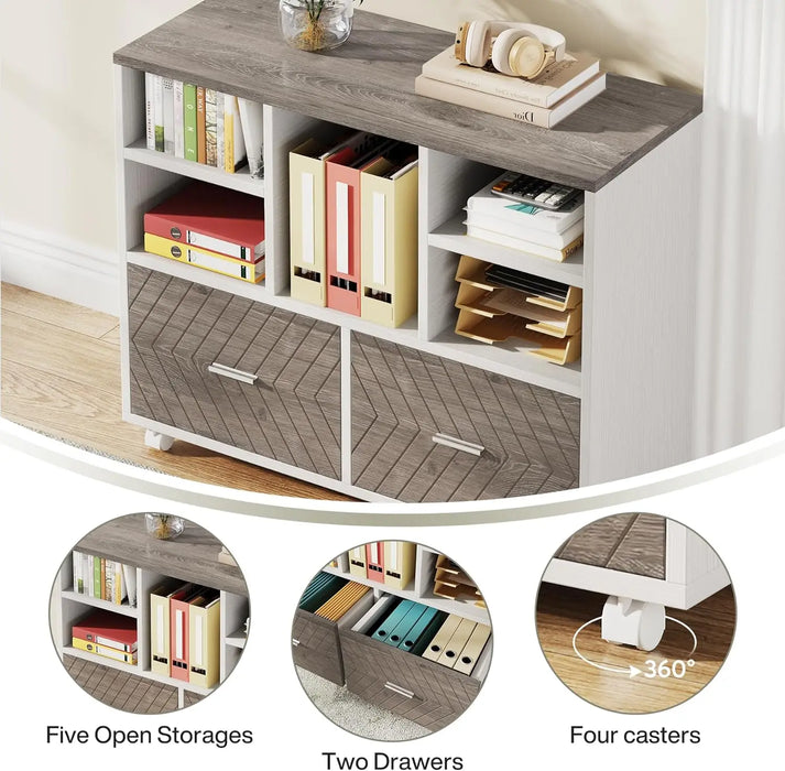 Tribesigns L-Shaped Executive Desk with Reversible File Cabinet, 63" Office Desk with Storage Drawers, L-Shaped Computer Desk wi