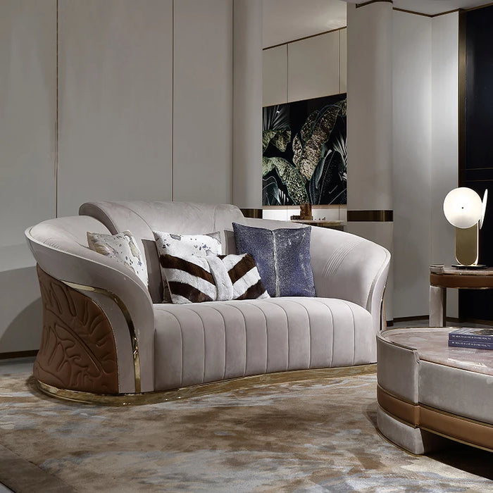 Designer furniture customized Italian light luxury high-end villa large four-seat leather sofa combination