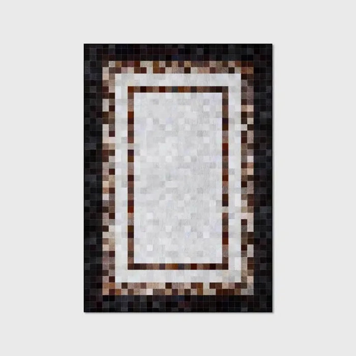 200*300cm fashion modern imitation leather pattern square frame brown black living room bedroom bedside carpet floor mat