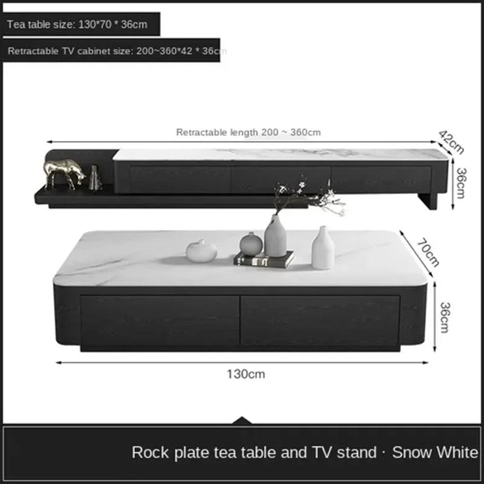 New Italian Slate Coffee Table TV Cabinet Simple Modern Small Family Light Luxury Retractable Table Living Room Furniture