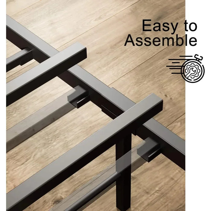 Bed Frame Storage Headboard with Charging Station, Sturdy and Stable,No Noise,No Box Spring,Easy To Assemble, King Size bedstead