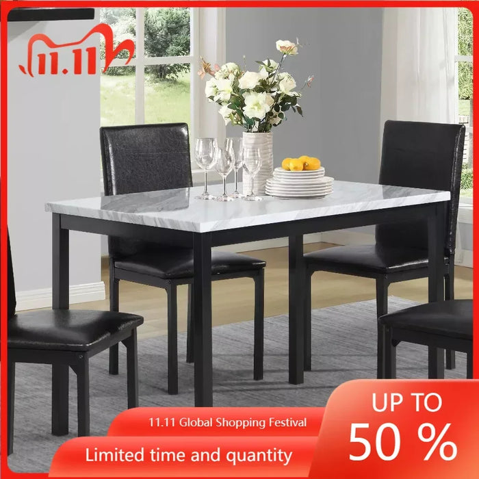 Kitchen Furniture Off White Dinner Table Noyes Metal Dining Table With Laminated Faux Marble Top Livingroom Furniture Sets Set