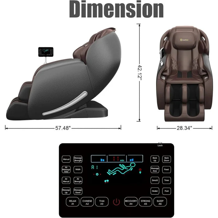 Real Relax Massage Chair, Full Body Zero Gravity SL-Track Shiatsu Massage Recliner Chair with Heat Body Scan Bluetooth Foot Roll