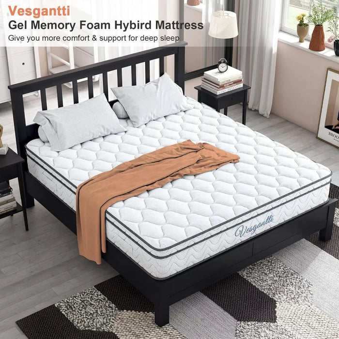 King Size Mattress, 12 Inch Hybrid King Mattress in a Box, Gel Memory Foam and Pocket Coils Innerpring Mattresses