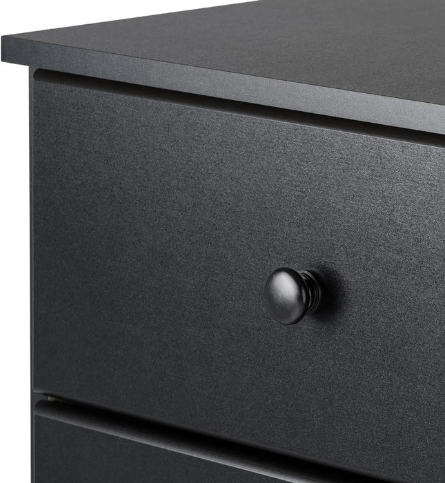 6 Drawer Double Dresser For Bedroom, 16" D x 47.25" W x 28.25" H, Black