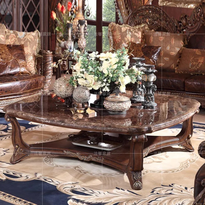 Classical Oil Wax Leather Sofa European-Style Large Apartment Living Room