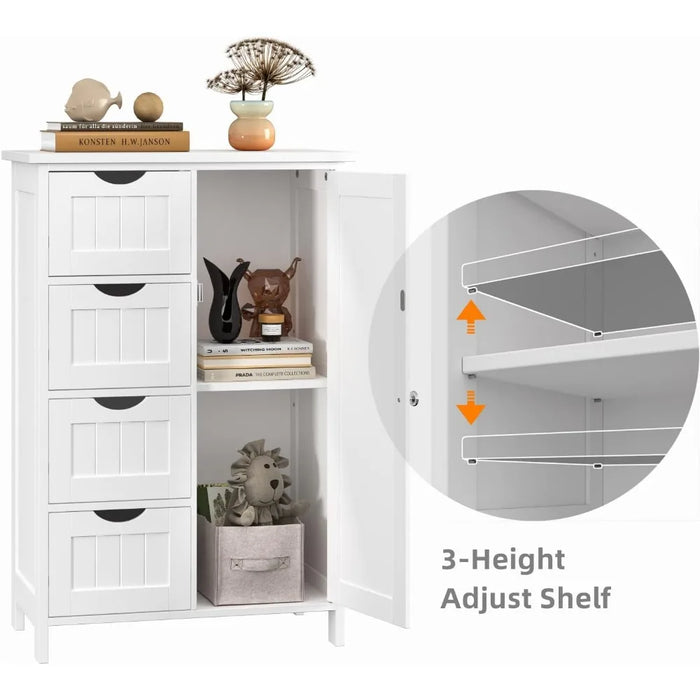 Home Office Furniture Bathroom Accessories Freestanding Storage Cabinet With 4 Drawers and Adjustable Shelf for Entryway Storage