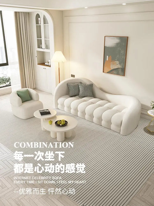 French marshmallow sofa small living room lamb fleece sofa