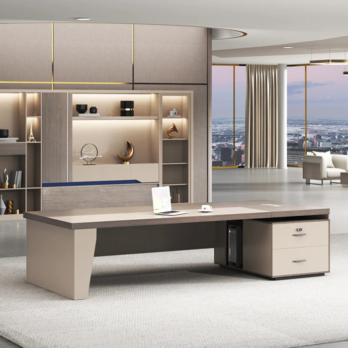 Wooden Office Desk Writing Workbench L Shaped Standing Computer Drawers Storage Console Gaming Bureau Meuble Office Furniture