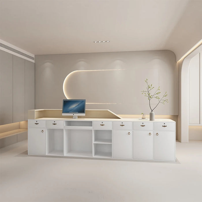 Luxury Drawers Reception Desk Service Console Storage Executive Reception Desk Cashiers Scrivania Reseption Salon Furniture