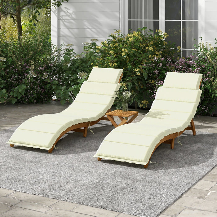 71.6" Long Acacia Chaise Lounge Set with Cushions and Table  for Patio,Beach,Yard,Pool