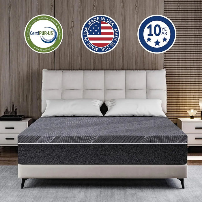 Bamboo-Charcoal Queen Memory Foam Mattress 12 Inch, Liquid Gel Mattress for Cool Sleep and Relieve Pressure,