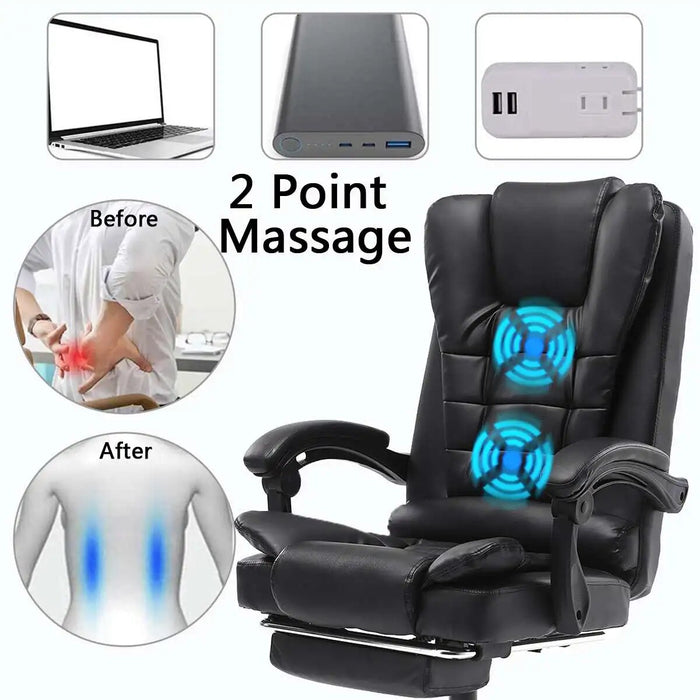 Hommpa Adjustable Executive Massage Office Chair Reclining High Back Big Tall Leather Ergonomic Swivel Task Chair with Footrest