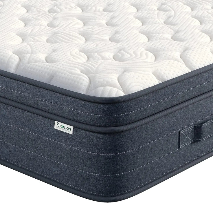 koorlian Queen Size Mattress, 10 Inch Hybrid Queen Mattress in a Box, 3 Layer Premium Full/Twin/Twin-XL/Full/Queen/King optional
