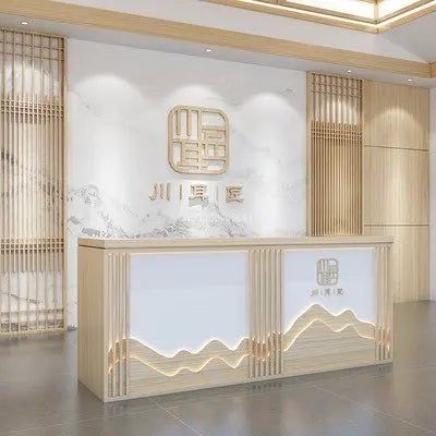 New Chinese Style Cashier Retro Tea House Beauty Salon Foot Bath  Collection Hall Bar Counter Custom Front Desk Reception Desk