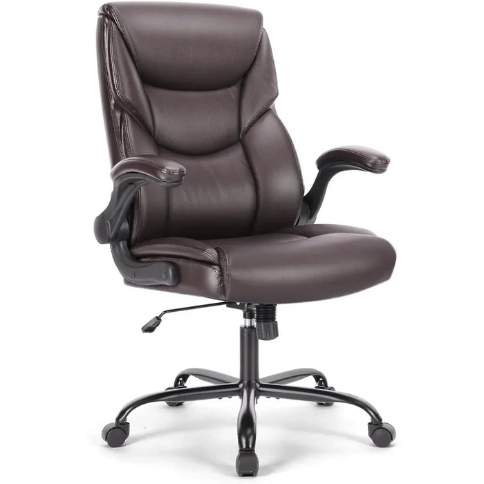 Office Chair,High back ergonomic executive chair,PU leather flip arm computer chair,Rolling chair with wheels