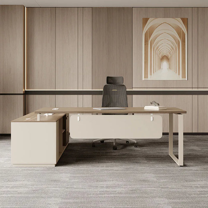 European L Shaped Office Desk Bookshelf Corner Conference Floor Computer Desks Luxury Mid Century Mesa De Escritorio Furniture