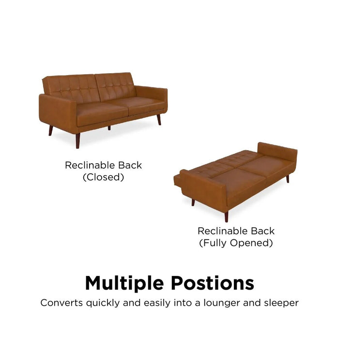 Better Homes & Gardens Nola Modern Futon, Camel Faux Leather sofa set  minimalist sofa