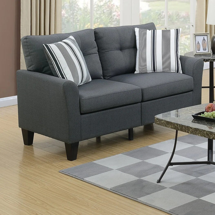 Living Room Furniture 2pc Sofa Set Coffee Polyfiber Tufted Sofa Loveseat w Pillows Cushion Couch Plywood base