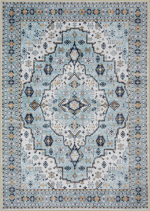 Washable Rug Living Room Rugs: 9x12 Area Rug Large Boho Medallion Distressed Carpets Indoor Soft Floor Anti Slip Carpet for Unde