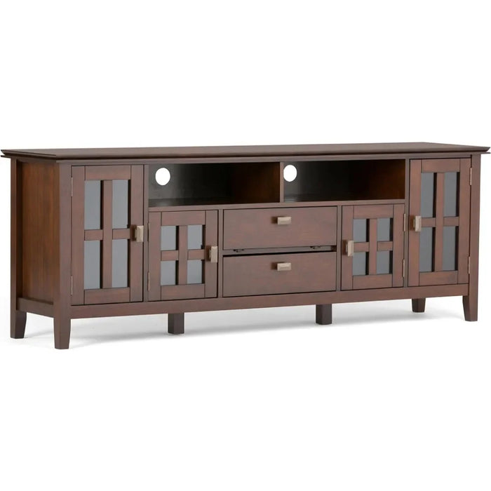 Contemporary Living Room Furniture for Tv Standing 72 Inch Wide Storage Cabinet Artisan SOLID WOOD Universal TV Media Stand