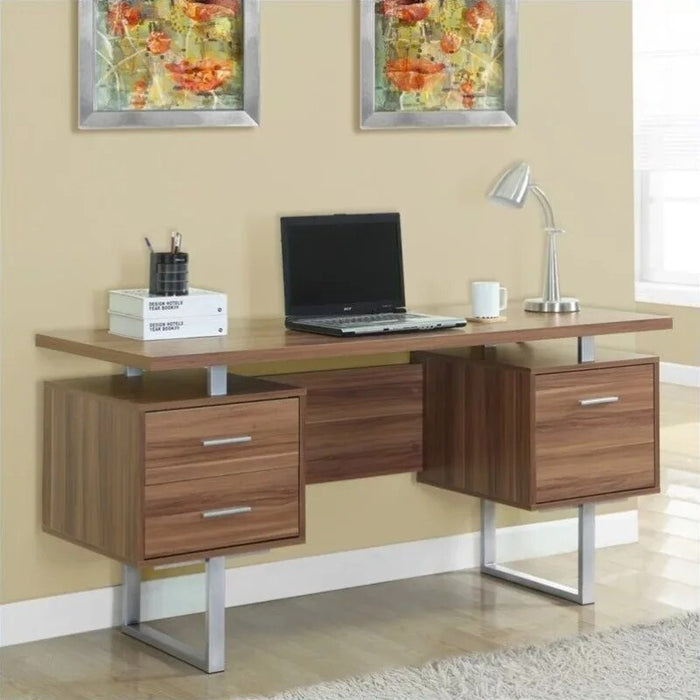 Computer Desk, Home Office, Laptop, Left, Right Set-up, Storage Drawers, 60"L, Work, Metal, Laminate, White, Grey, Contemporary,