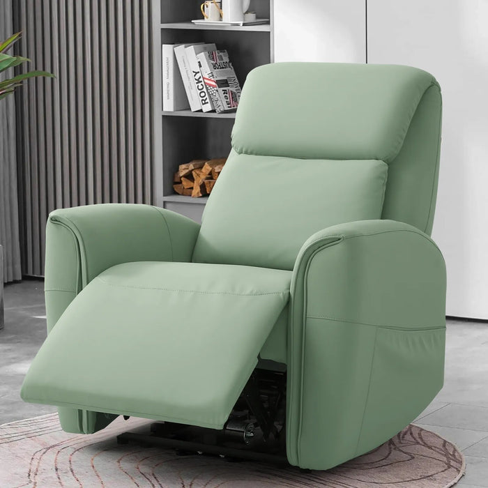 Eskimo Large Power Lift Recliner Chair with Massage for Elderly, PU Faux Feather Single Sofa for Living Room (Green)