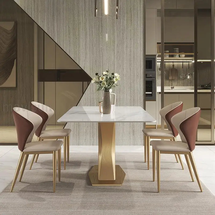 Luxury Center Dining Table Light Modern Minimalist Designer Creative Rectangular Table Chair Set Table Pliante Home Furniture