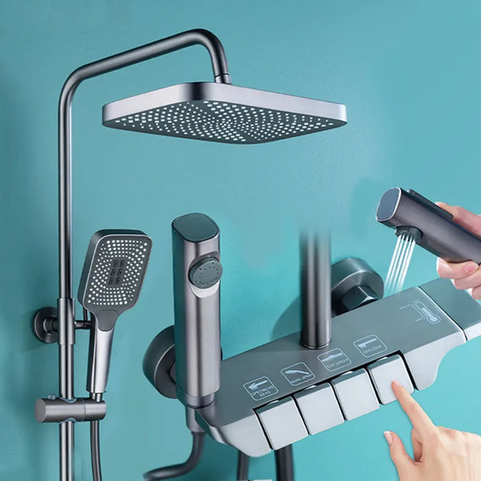 KKTNSG Smart bathroom shower system set Piano key luxury Shower Set modern showers for bath room full set shower Gray