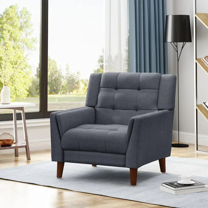 Chair Free Shipping Home Furniture Mid Century Modern Fabric Arm Chair Armchair Dark Gray Lounge Chairs Walnut Living Room