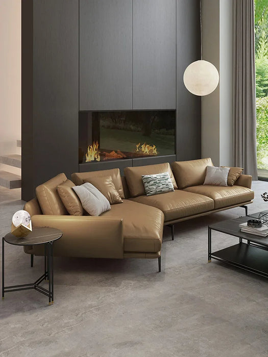 Special-Shaped Corner Leather Sofa First Layer Cowhide Living Room Creative