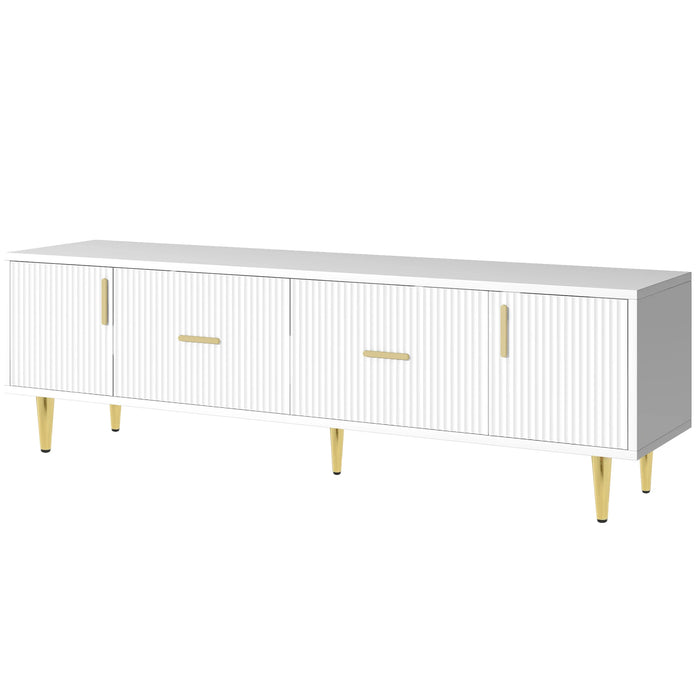 Modern TV Stand with 5 Champagne Legs - Durable, Stylish and Spacious, TVs Up to 75''