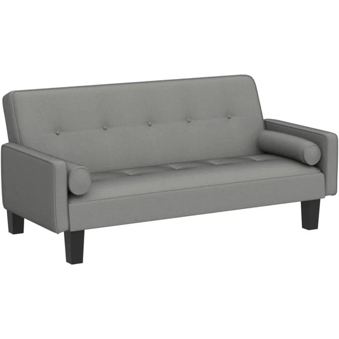 Modern Futon Sofa Bed, Convertible Folding Sofa Couch LoveSeat Couch Living Room Folding Sleeper with 2 Pillows Furniture