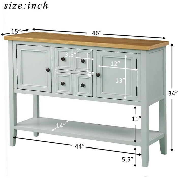 Buffet Console Table, 47.36” Sideboard with 4 Drawers 2 Storage Cabinets and Bottom Shelf for Livingroom Apartment Hallway
