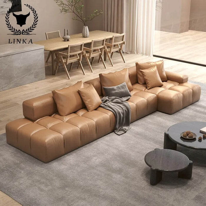Japanese style Technology cloth sofa living room modern large family light luxury extremely simple ultra wide sitting