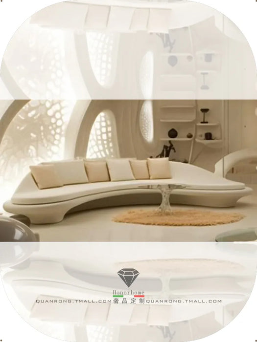 Technology sofa, 4-seater, cream style curved sofa, creative irregular multi seater sofa combination, high-end feeling
