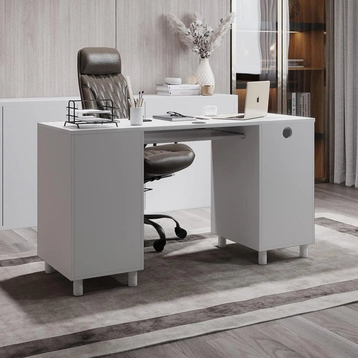 Modern Design By Crafts & comfort Venice Computer Desk - Office Desk with 3 Drawers & CPU Storage Cabinet - Laptop Workstation