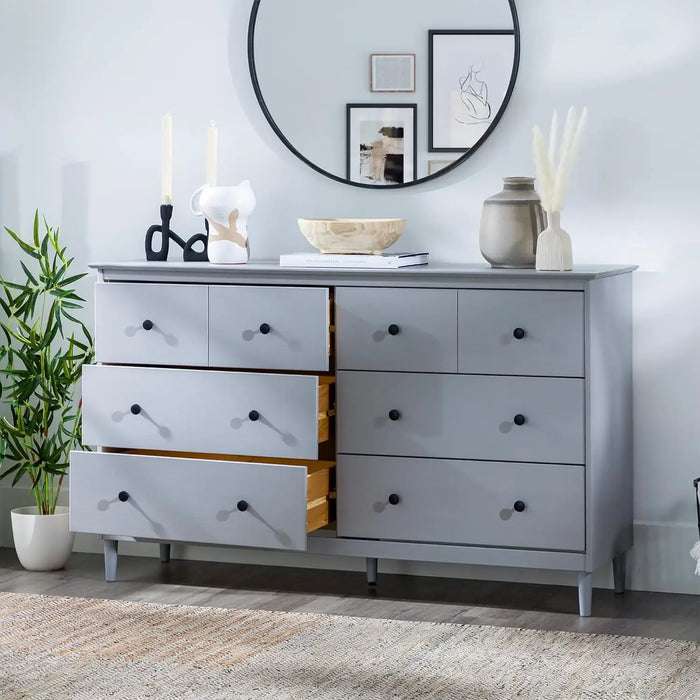 Walker Edison Wood Dresser Bedroom Storage Drawer Organizer Closet Hallway, 6 Drawer, White