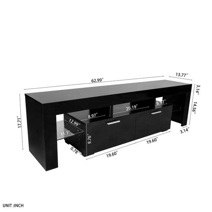 Modern Design TV Stand with LED Lights, High glossy Front and Side TV Cabinet. TV Bench for Lounge Room, Living Room & Bedroom