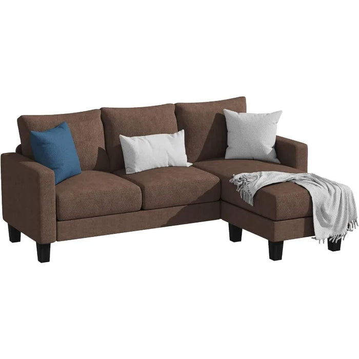 YESHOMY Convertible Sectional 3 L-Shaped Couch Soft Seat with Modern Linen Fabric, Small Space Sofas for Living Room