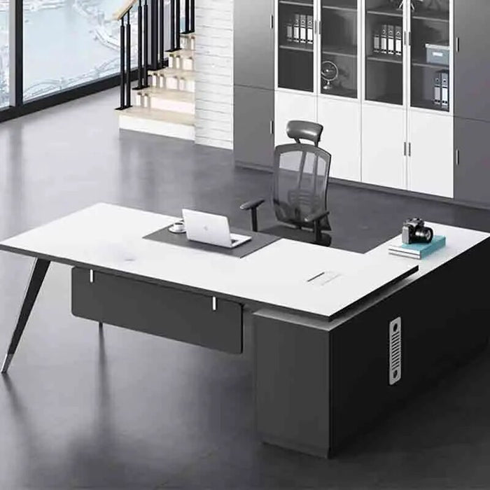 Wooden L Shaped Office Desks Bureau Modern Multifunctional Drawers Office Desks Keyboard Reception Scrivania Angolare Furnitures