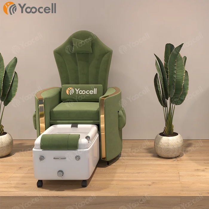 Yoocell top sales beauty salon furniture luxury green color pedicure foot spa massage chairs magnetic jet for nail salon