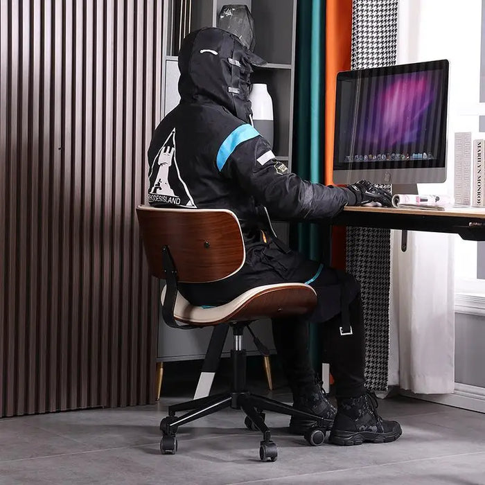 PU Leather Computer Chair Home Office Chair Lift Swivel Armless Study Comfortable Simple Backrest Seat Bedroom Dormitory Chair